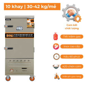 tu hap com gas 10 khay nhap khau