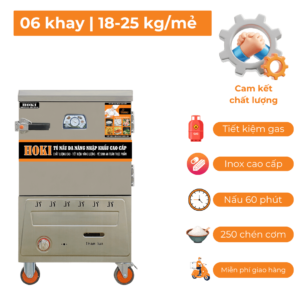 tu hap com gas 6 khay nhap khau