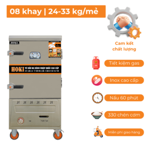 tu hap com gas 8 khay nhap khau