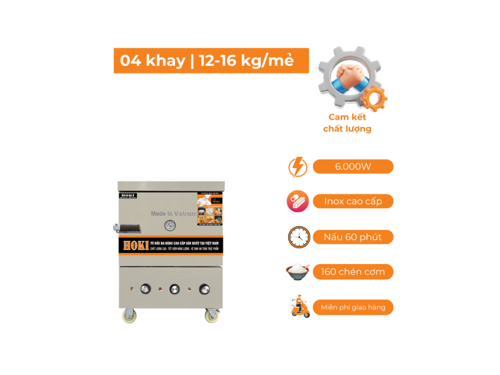 Tủ Hấp Cơm Việt Nam 4 khay