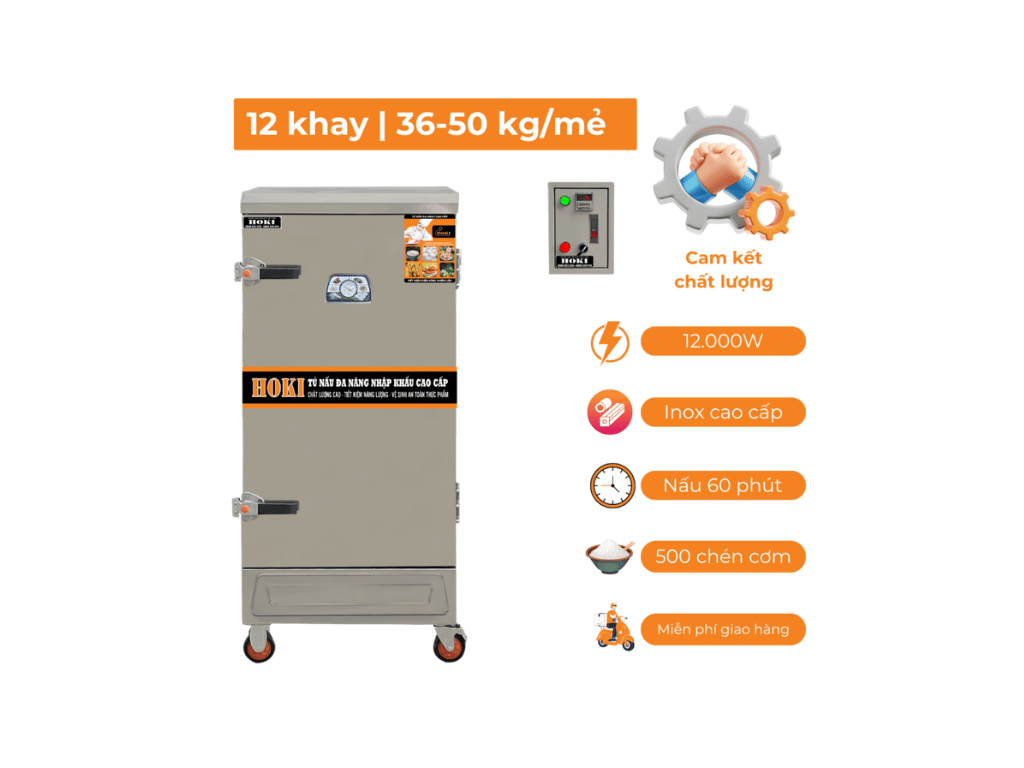 Tủ Hấp Cơm Nhập Khẩu 12 khay