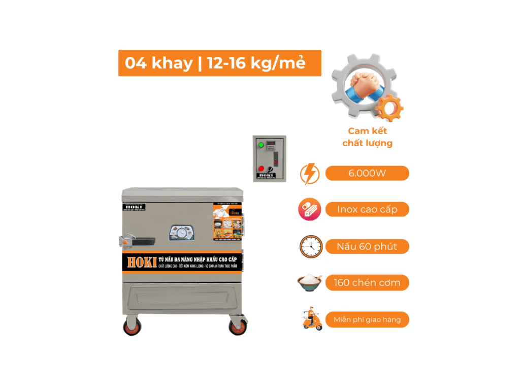 Tủ Hấp Cơm Nhập Khẩu 4 khay